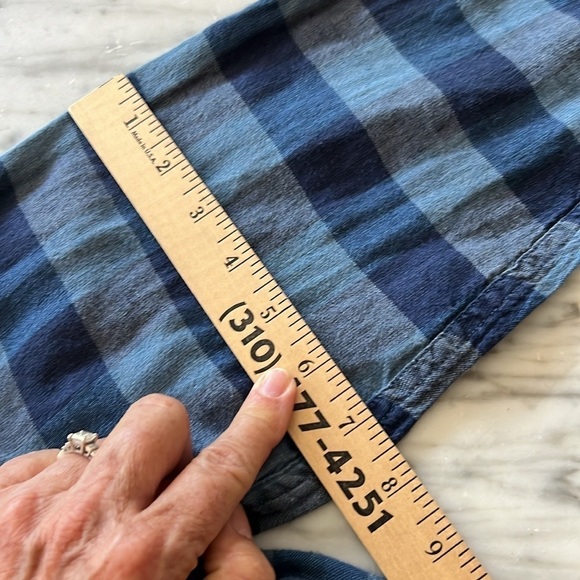 J CREW Men’s Linen Blend Button Down in Blue Plaid, Size M, Slim Fit - Picture 8 of 9